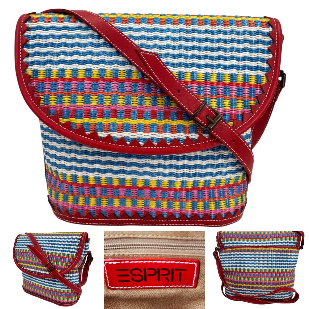 Esprit Vibrant Multicolor Striped Flap Shoulder Crossbody Bag